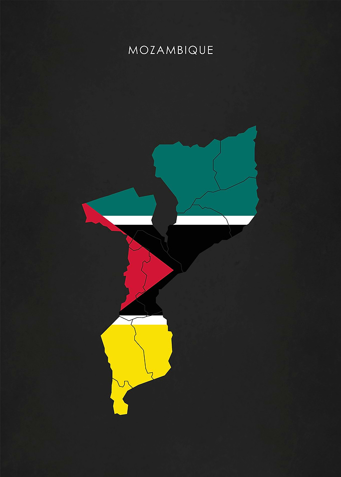 Mozambique Flag Map Africa