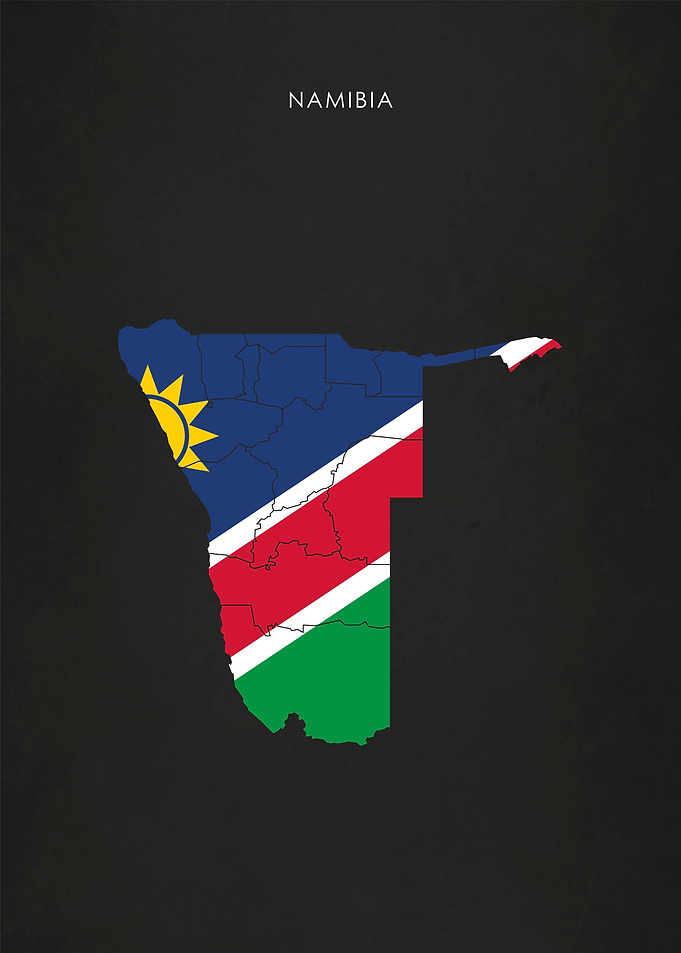 Namibia Flag Map Africa