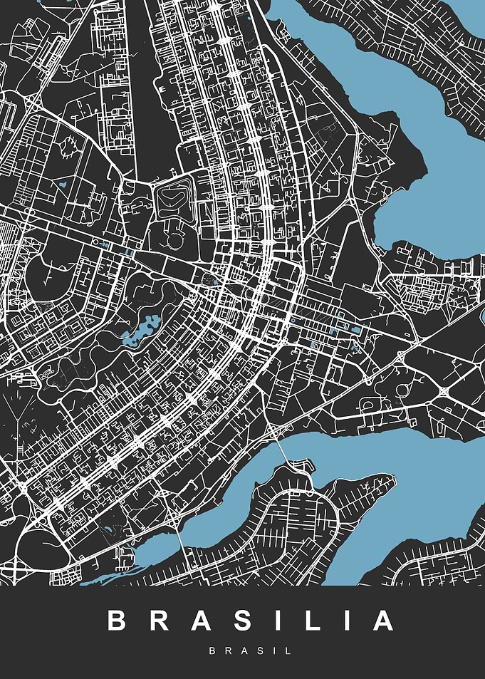 BRASILIA Map Brasil Black