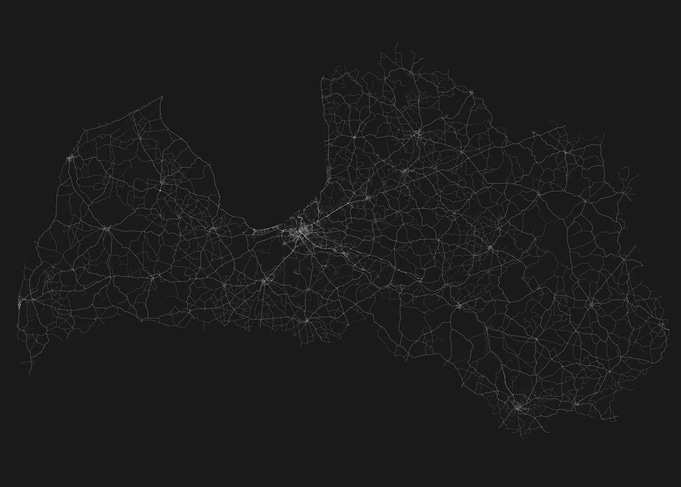 Roads of Latvia Map