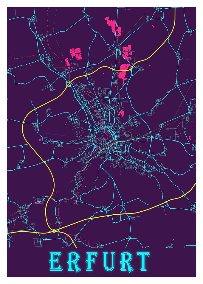 Erfurt Neon City Map
