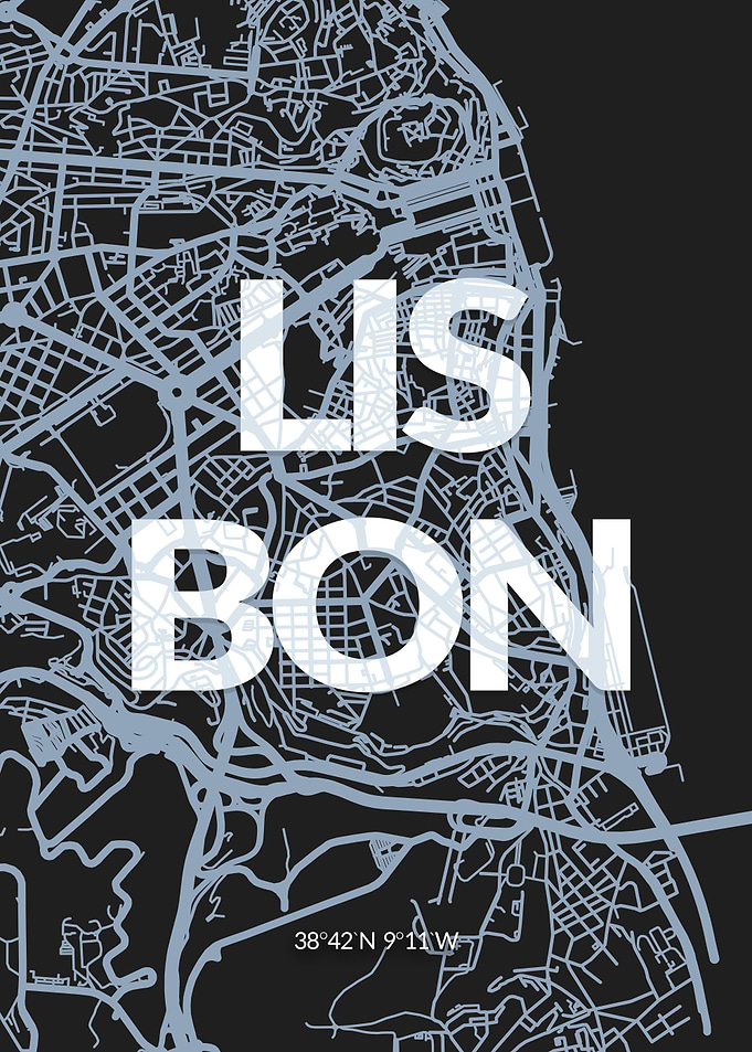 Colorful Lisbon Map