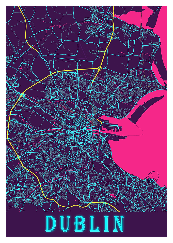 Dublin Neon City Map