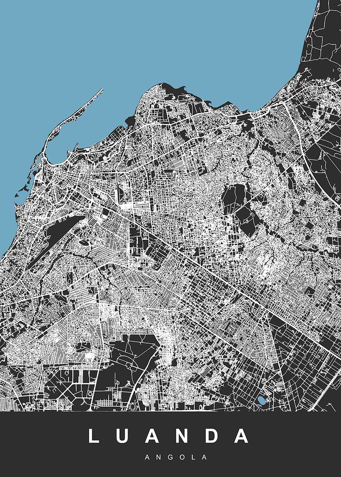 Luanda Map Art Black