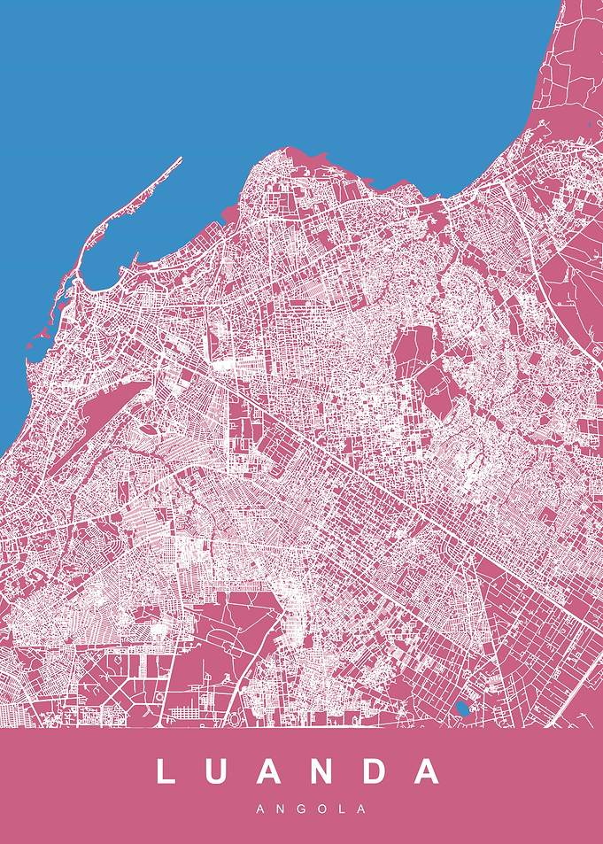 Luanda Map Art Pink