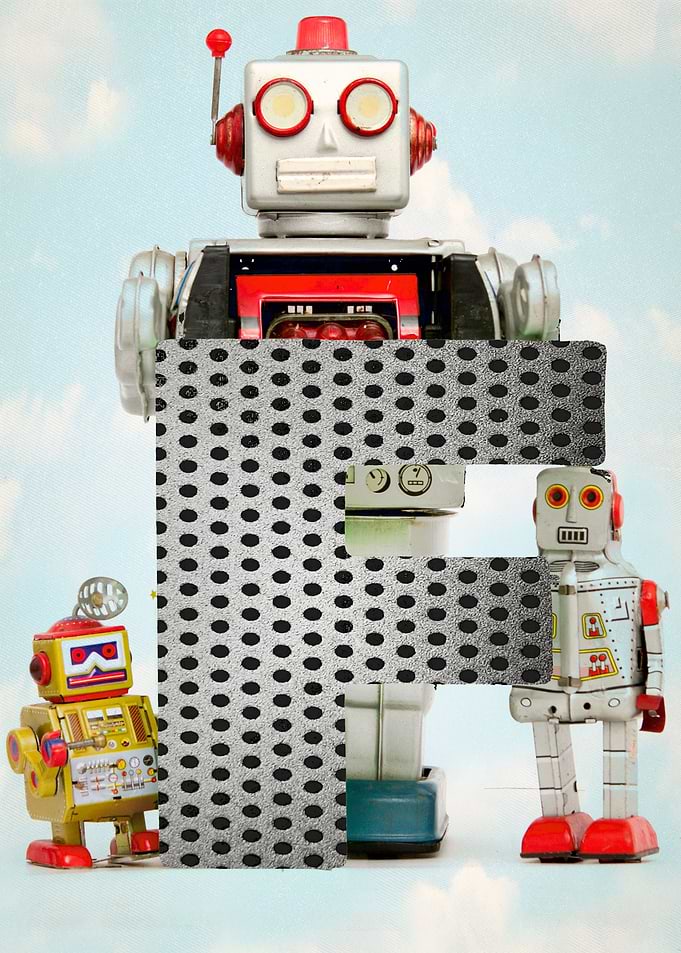 Big letter F robots