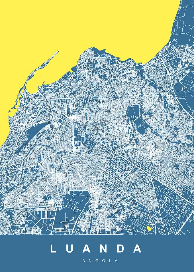 Luanda Map Art Blue