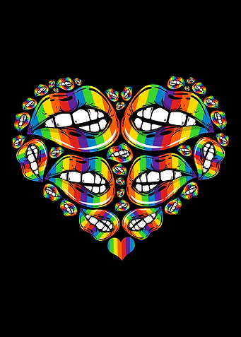 LGBT Rainbow Heart Lips
