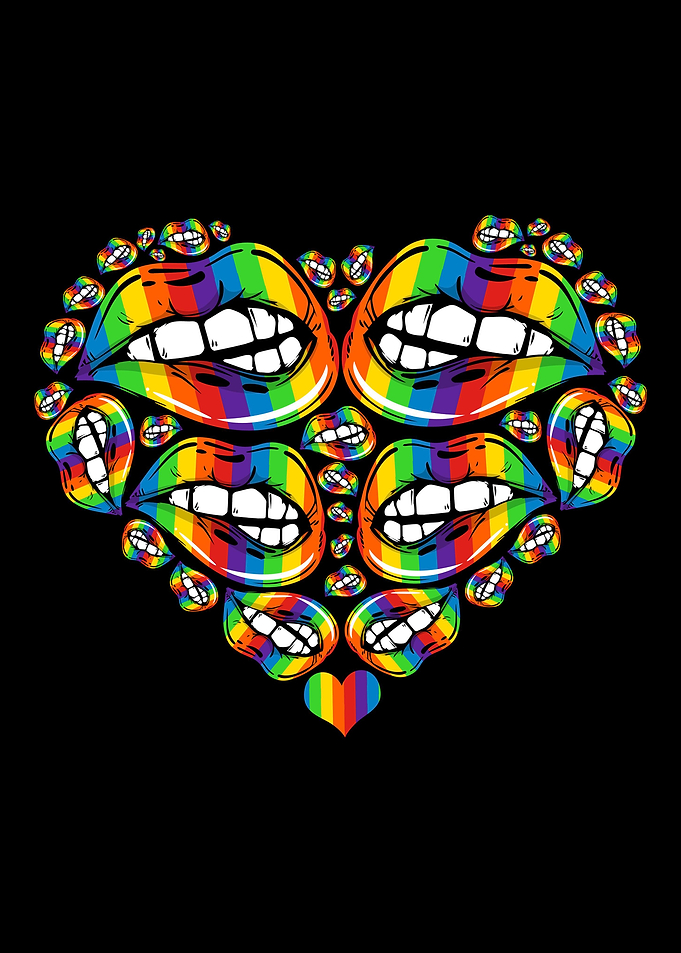 LGBT Rainbow Heart Lips