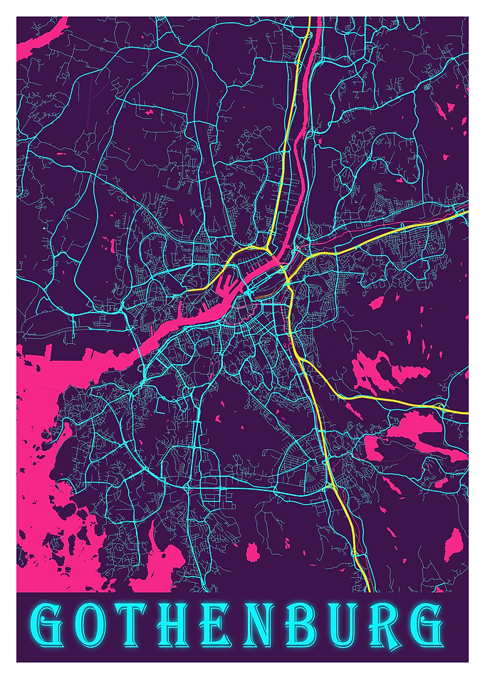 Gothenburg Neon City Map