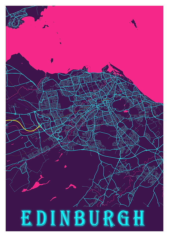 Edinburgh Neon City Map