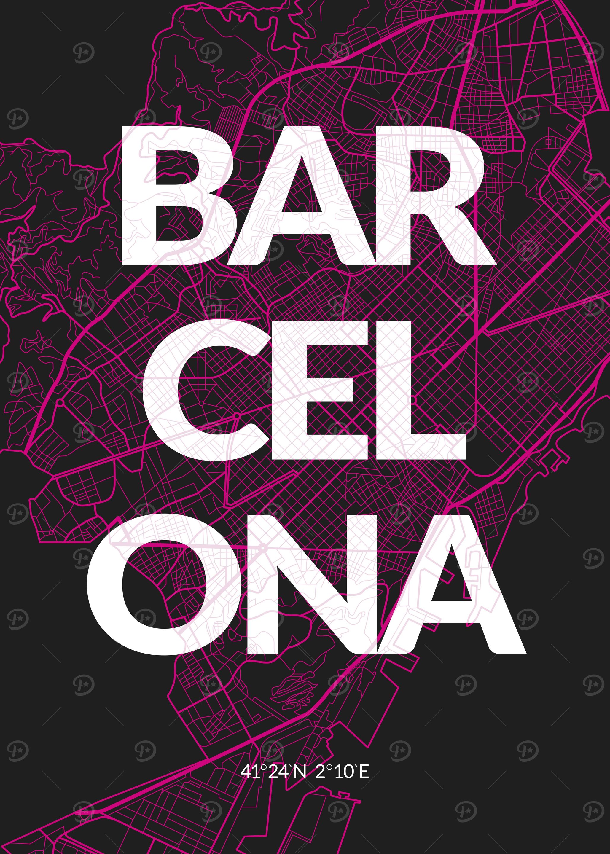 Colorful Barcelona Map