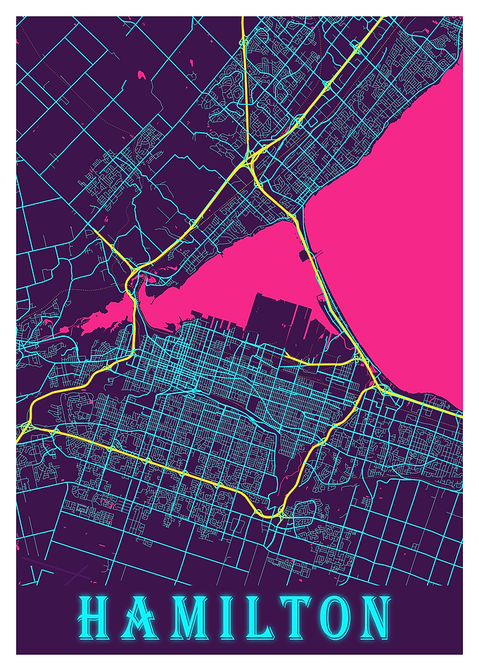Hamilton Neon City Map