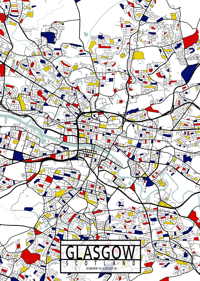 Glasgow City Map Mondrian