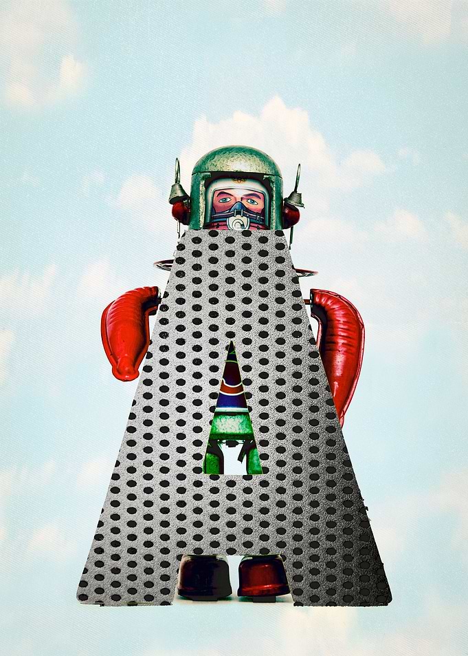 retro robot letter A