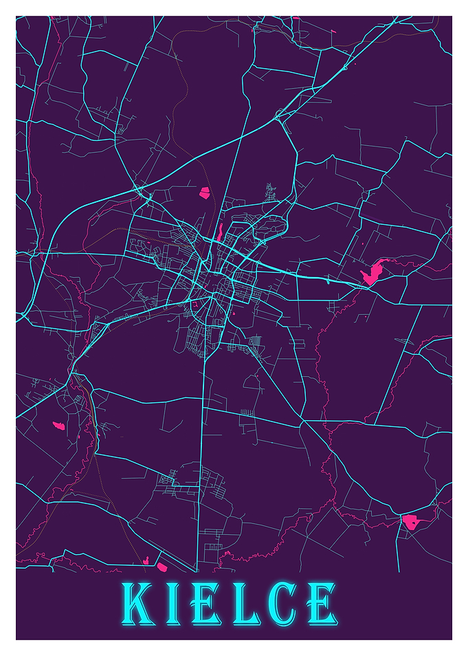 Kielce Neon City Map