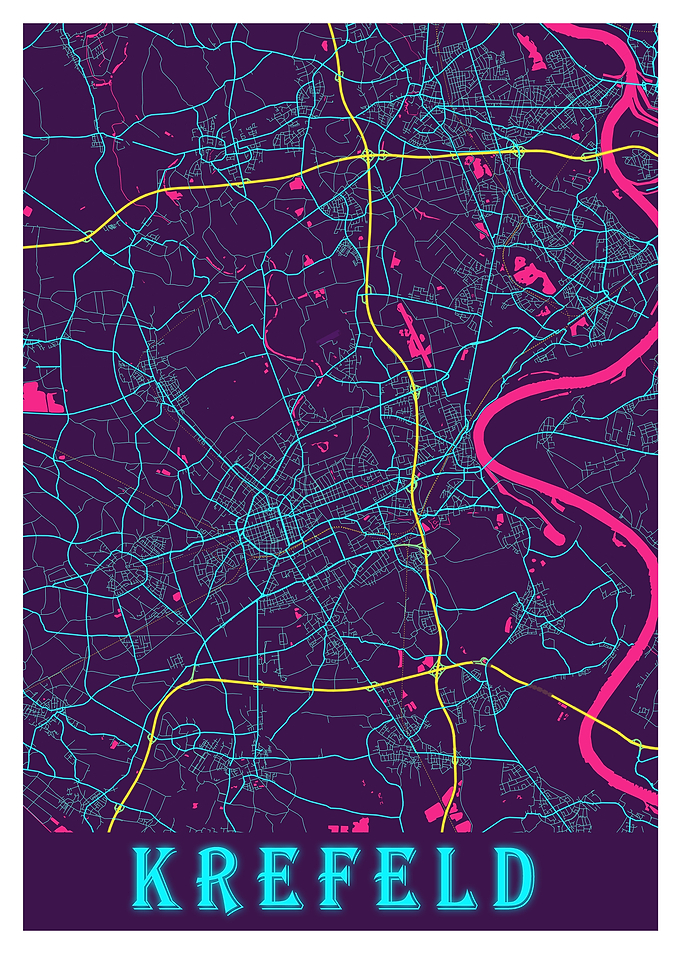 Krefeld Neon City Map