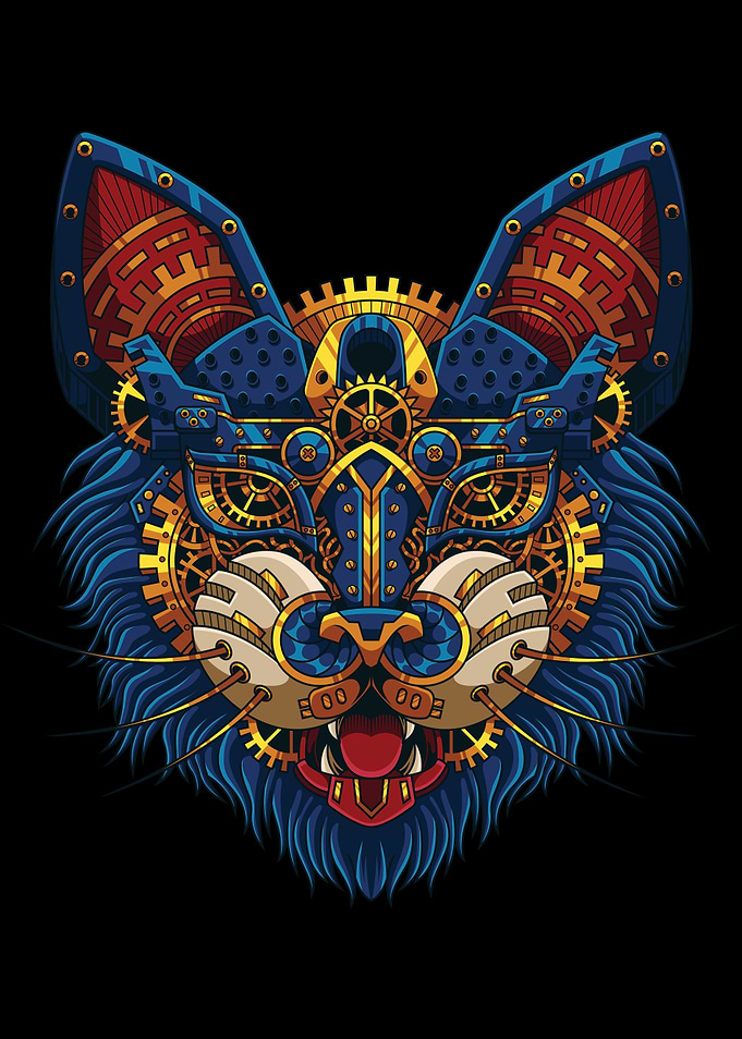 Colorful Steampunk Cat