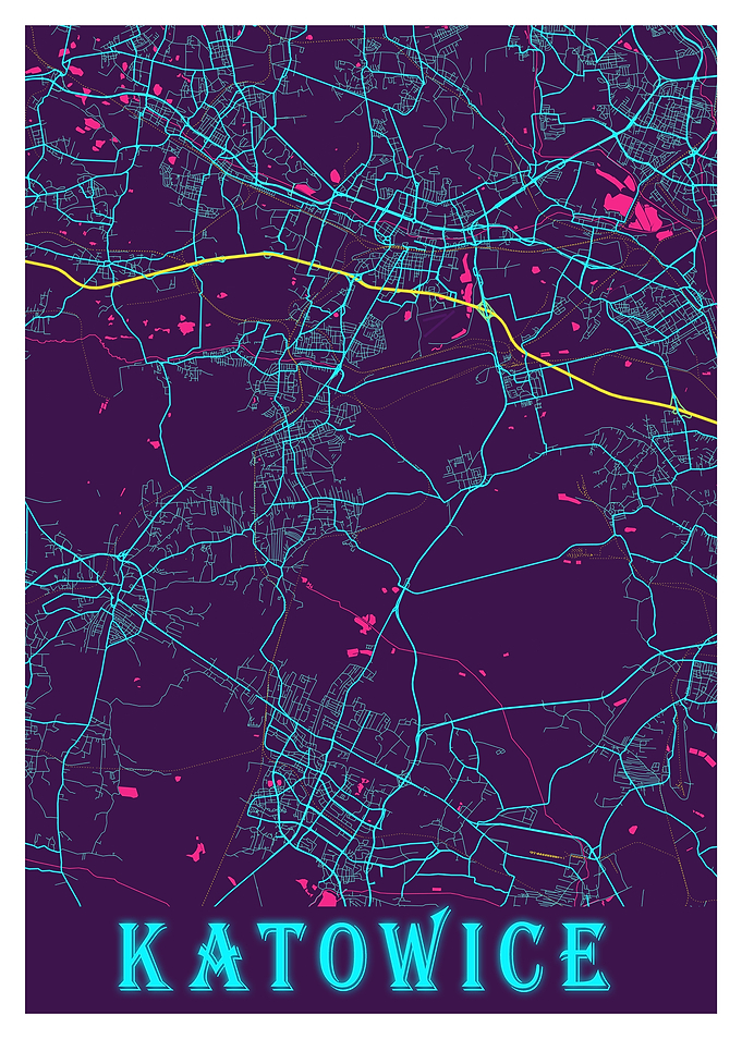 Katowice Neon City Map