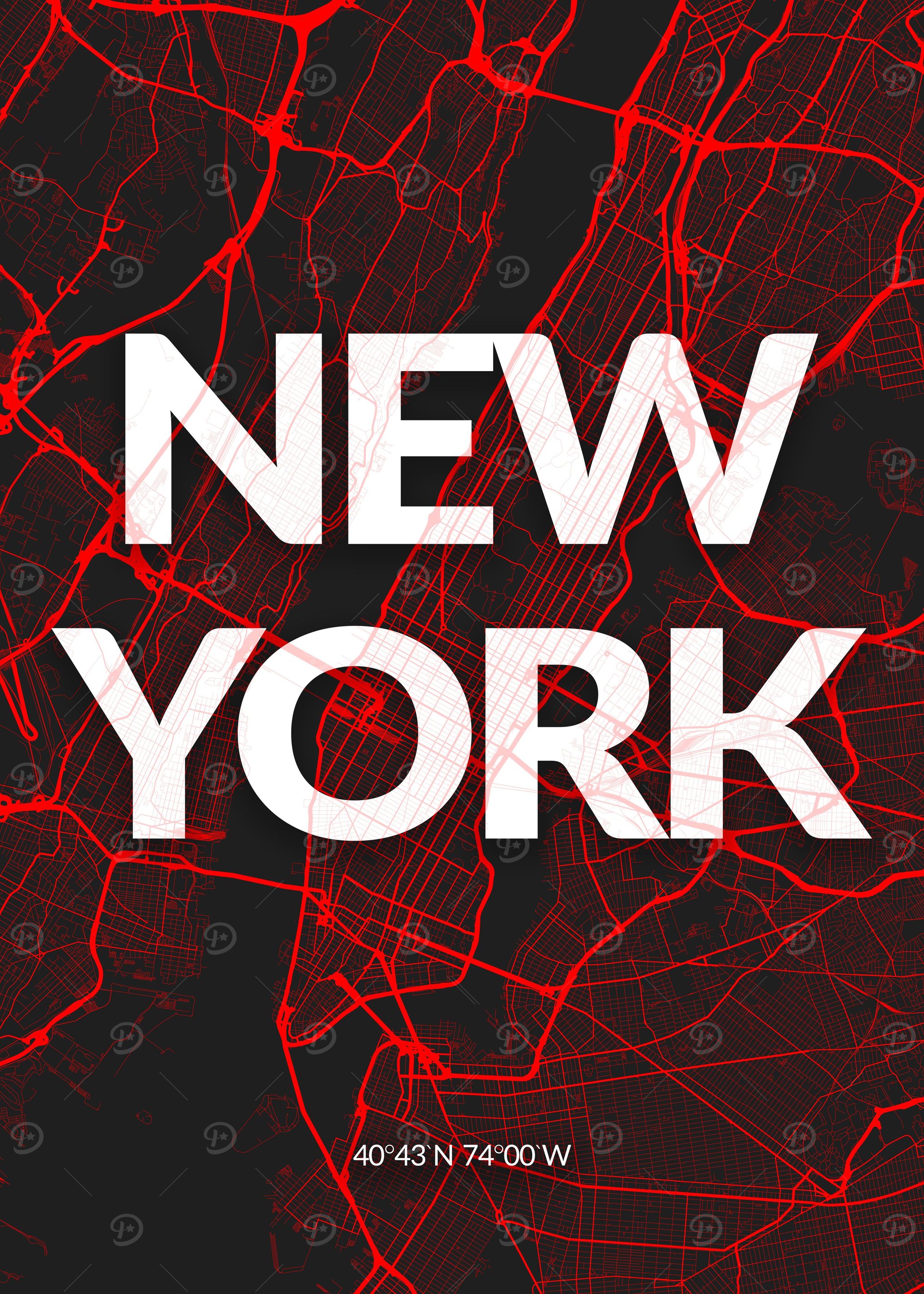 Colorful New York Map