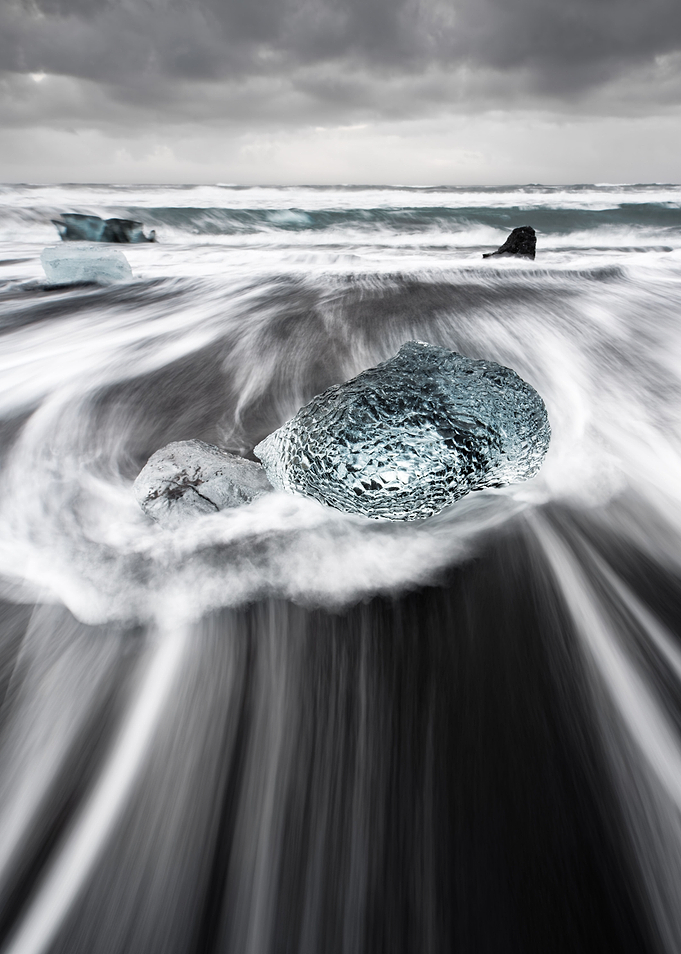 Big block of ice in surf
