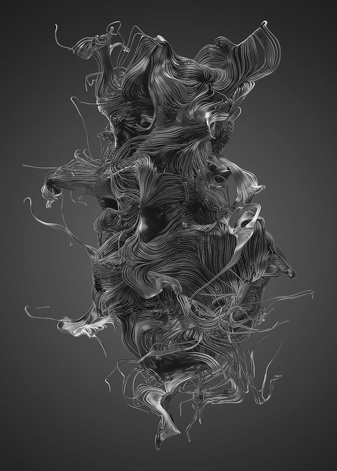 Chaotic Lines Art 16 BW