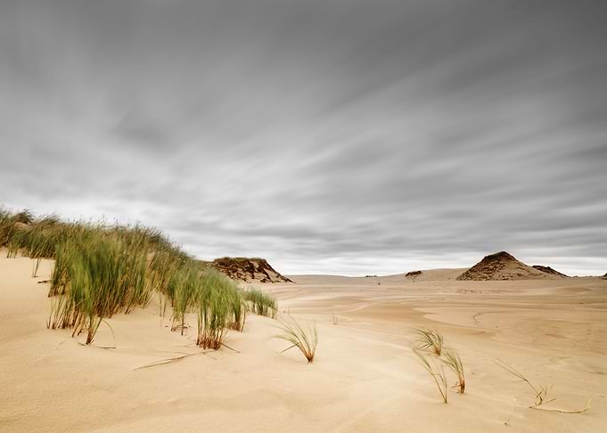 Storm over sand dunes