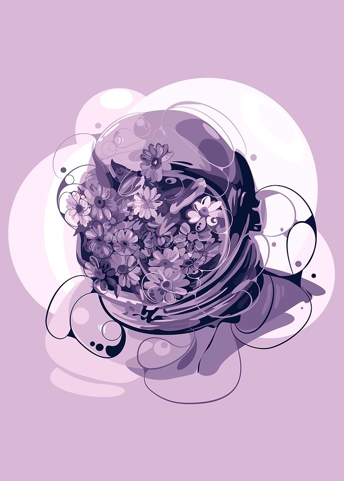 astronauts and flowers