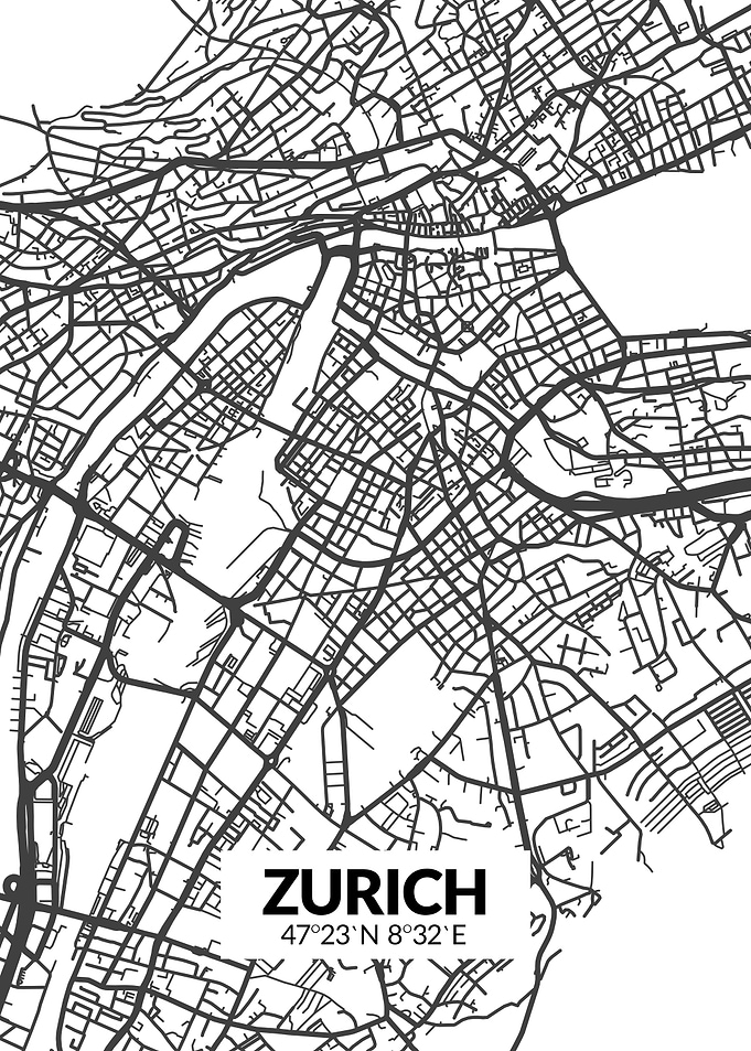 Zurich White Map