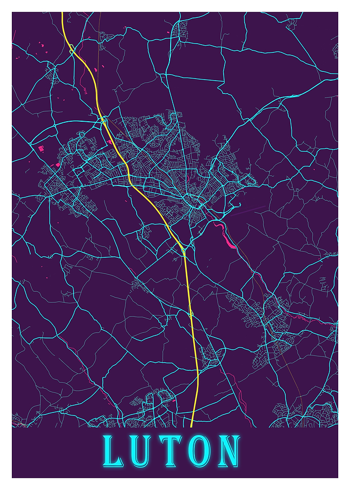 Luton Neon City Map