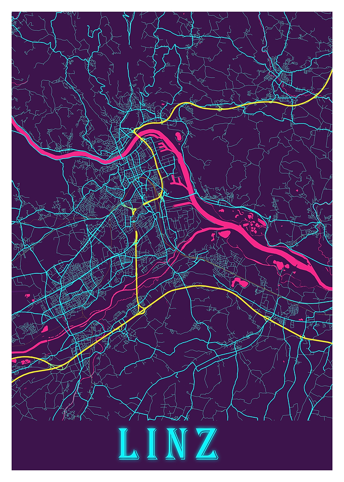 Linz Neon City Map