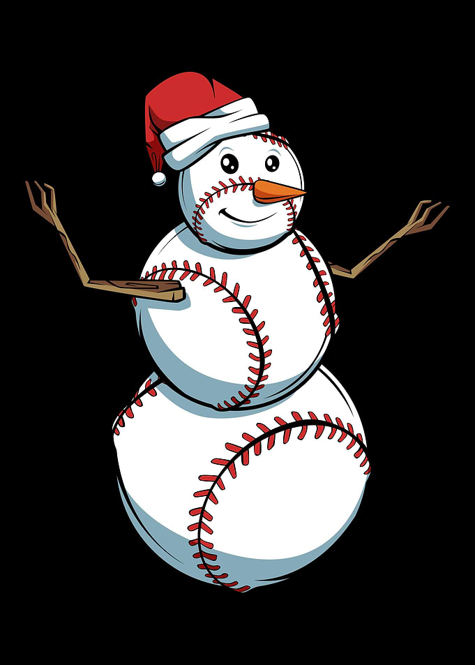 Baseball Snowman Funny Chr