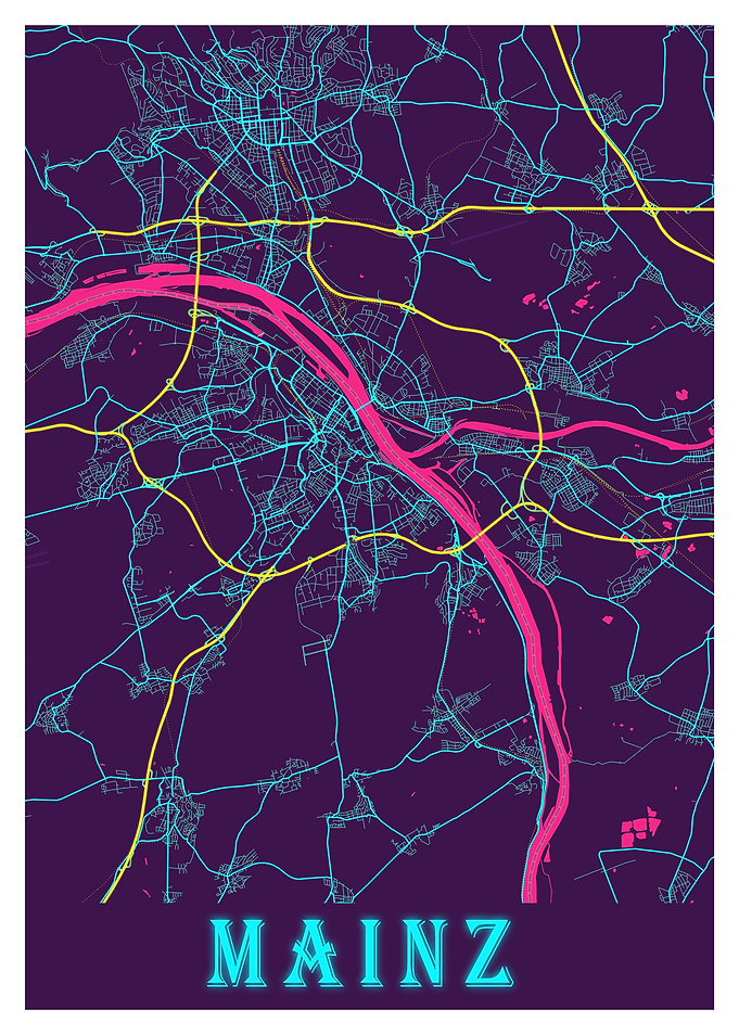 Mainz Neon City Map