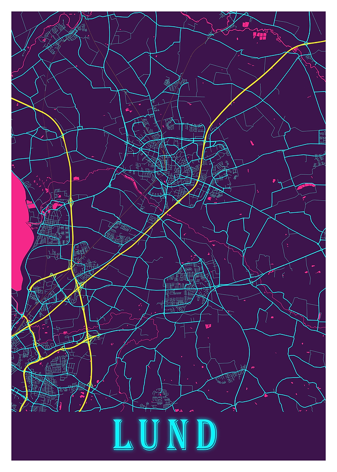 Lund Neon City Map