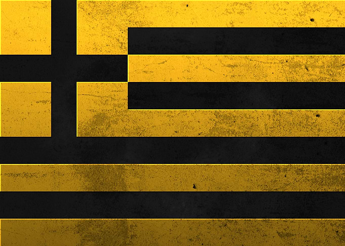flag of Greece cityscape