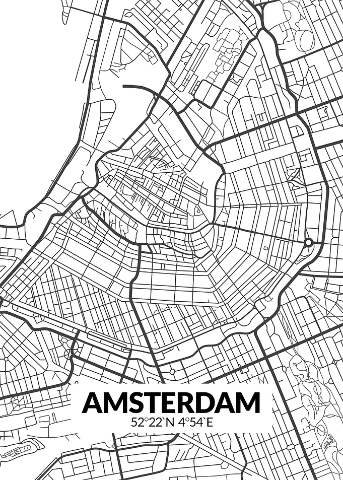 Amsterdam White Map