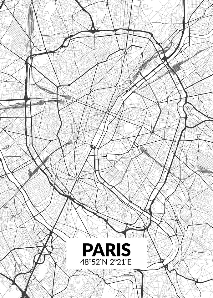 Paris White Map