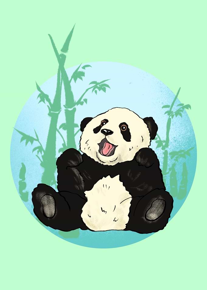 Panda Bear with Bamboo