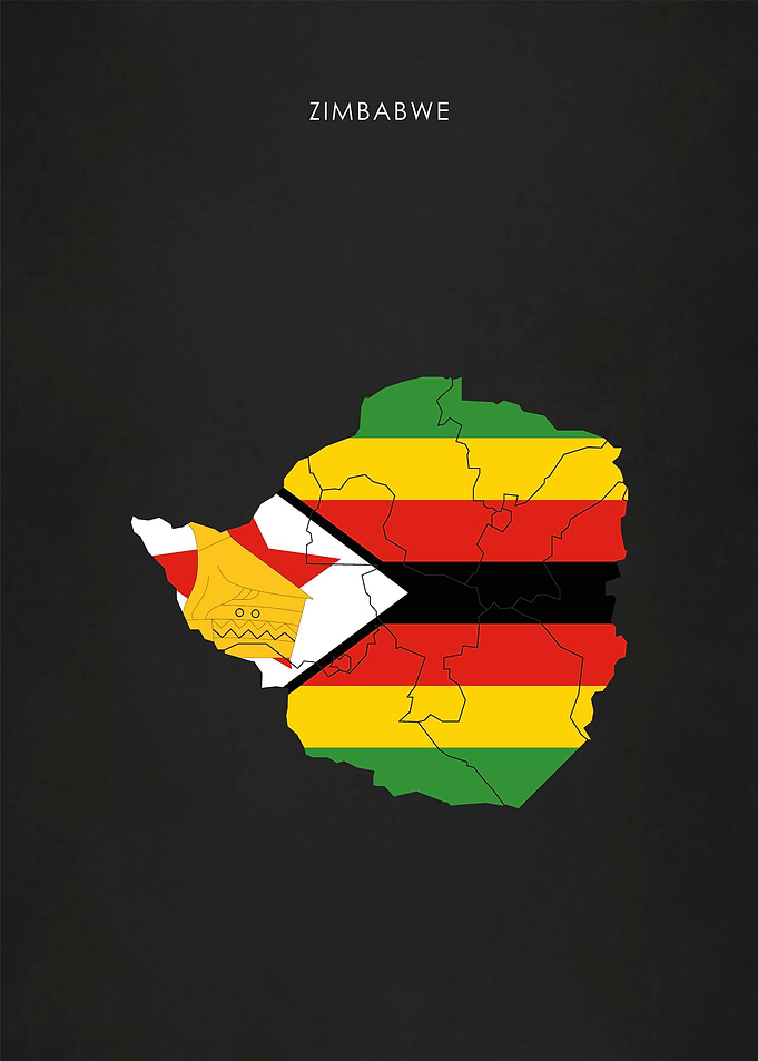 Zimbabwe Flag Map