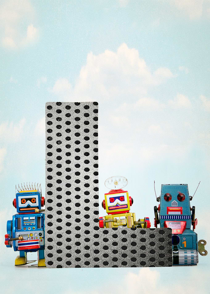 Big letter L retro robot