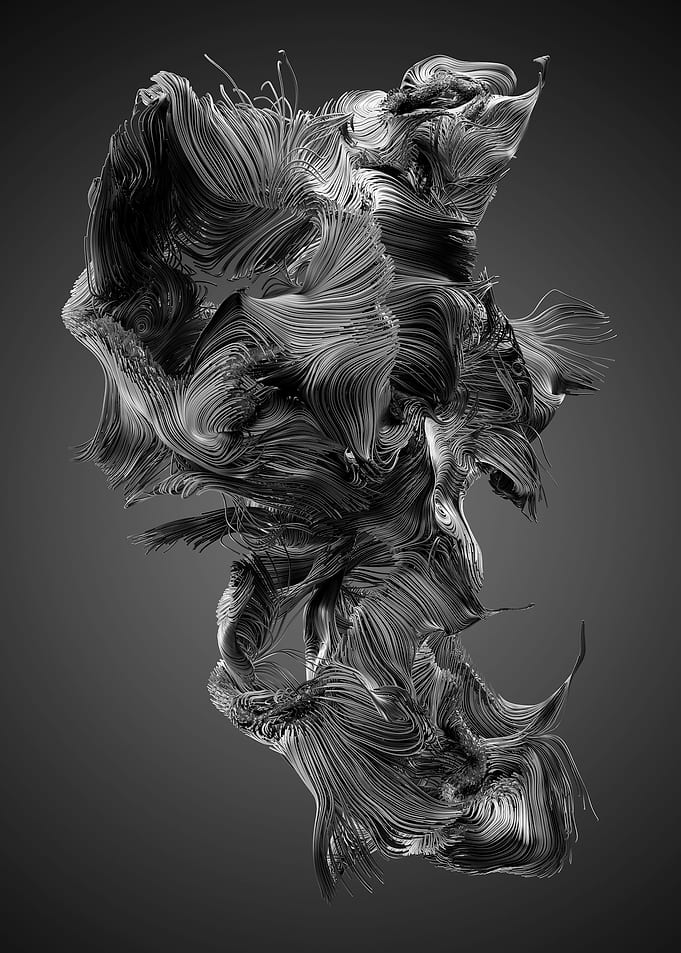 Chaotic Lines Art 19 BW