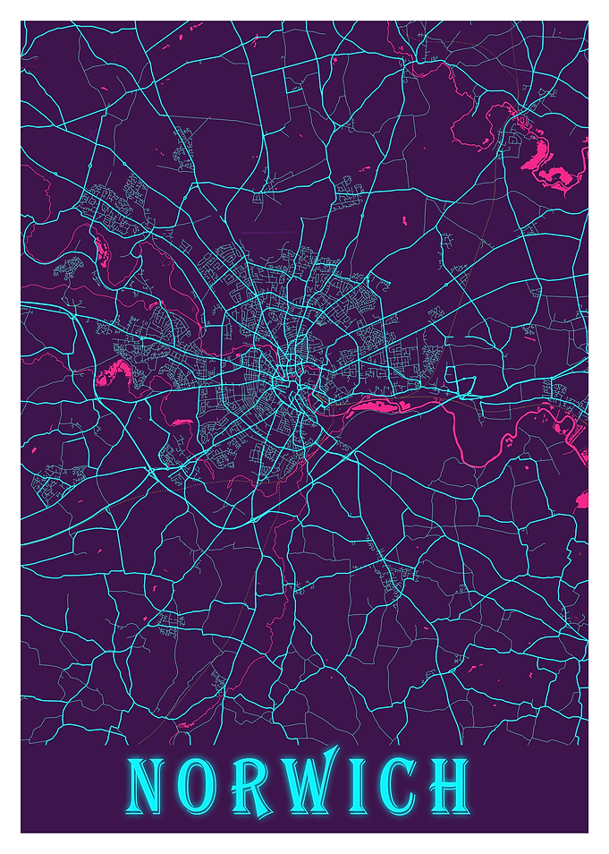 Norwich Neon City Map
