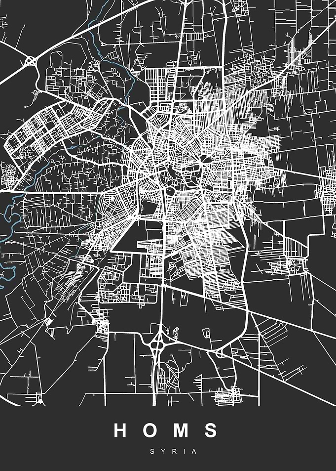 HOMS Map Art Syria Black