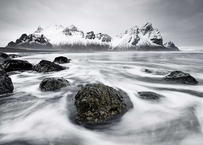 Mountains and wild surf