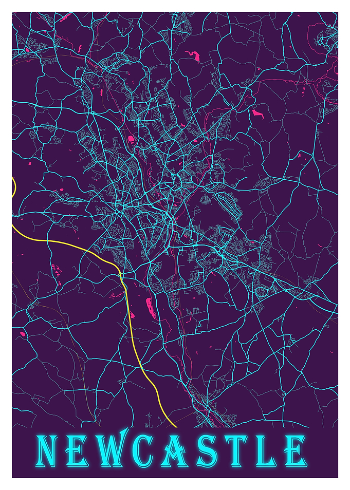 Newcastle Neon City Map