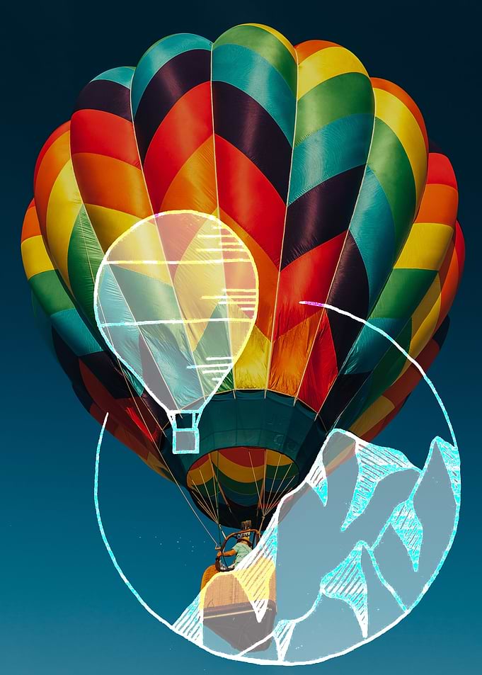 Rainbow hot air balloon