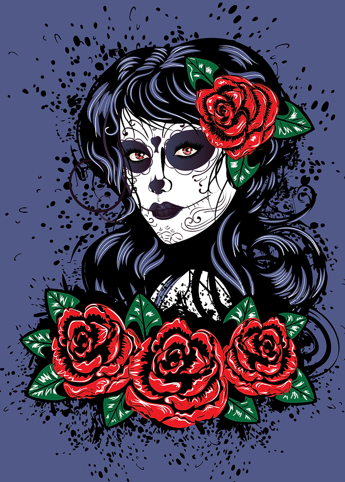 Calavera girl with roses