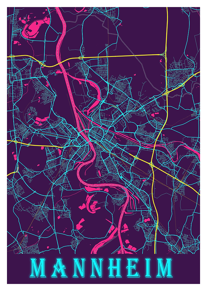 Mannheim Neon City Map