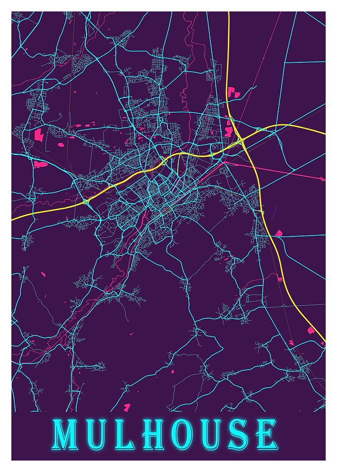 Mulhouse Neon City Map