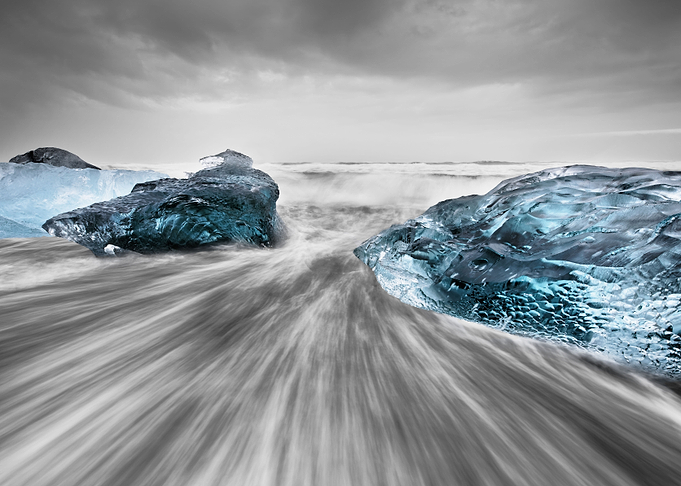 Ice blocks in the surf